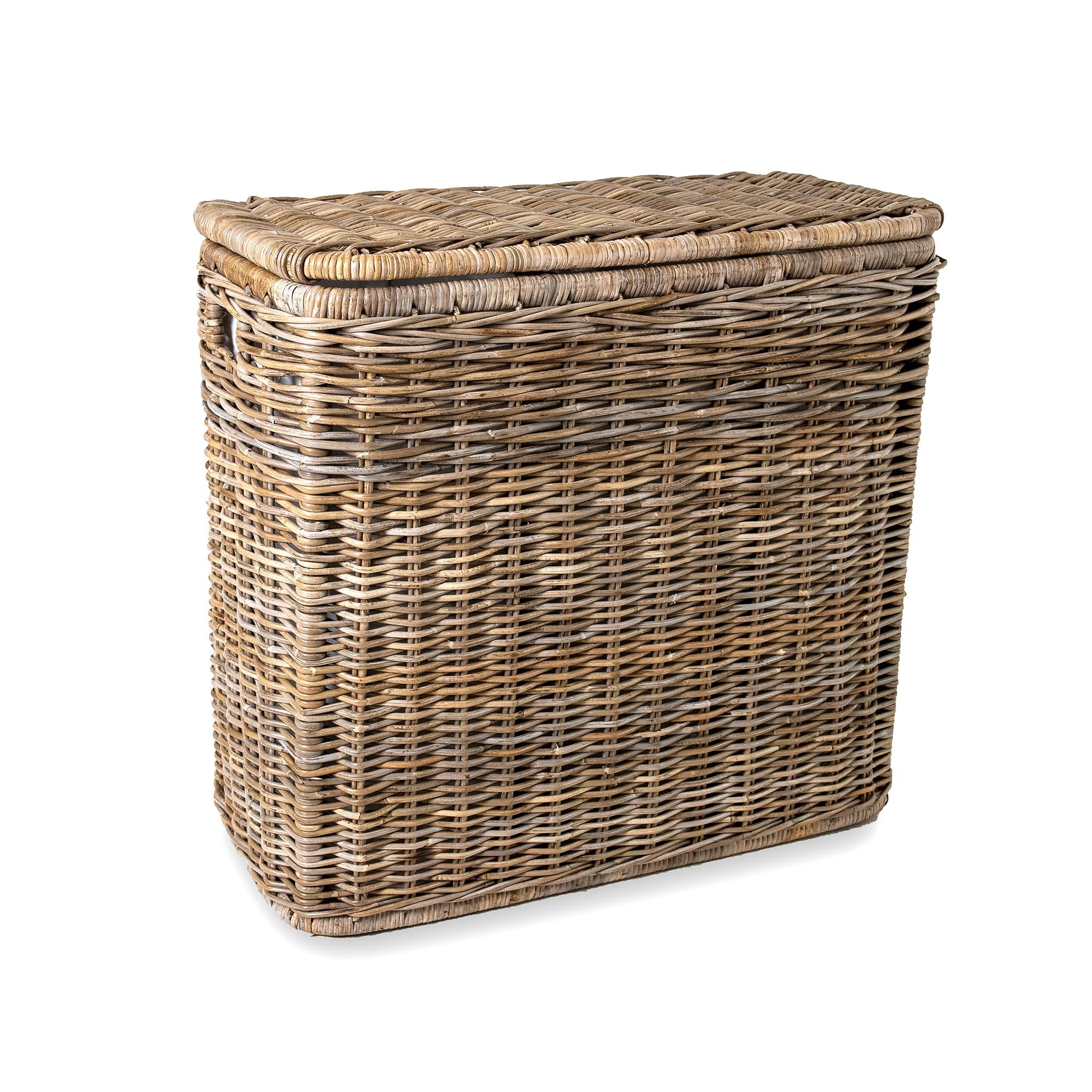 3-Compartment Kubu Wicker Laundry Hamper in Serene Grey | The Basket Lady