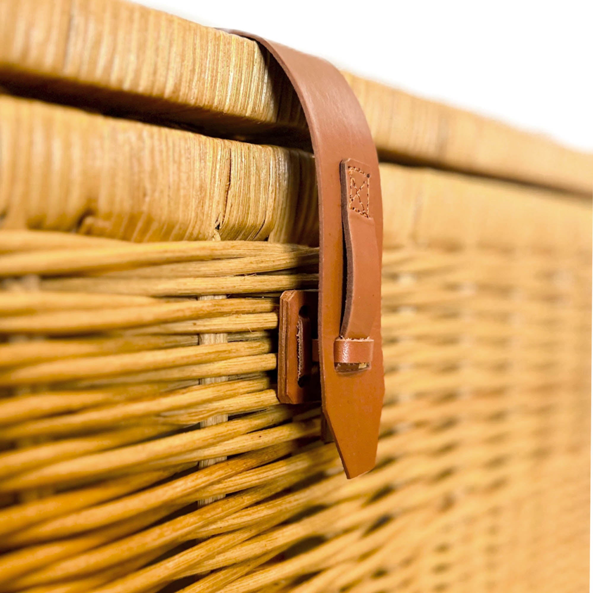 Deep Wicker Storage Trunk in Sandstone with genuine leather details | The Basket Lady