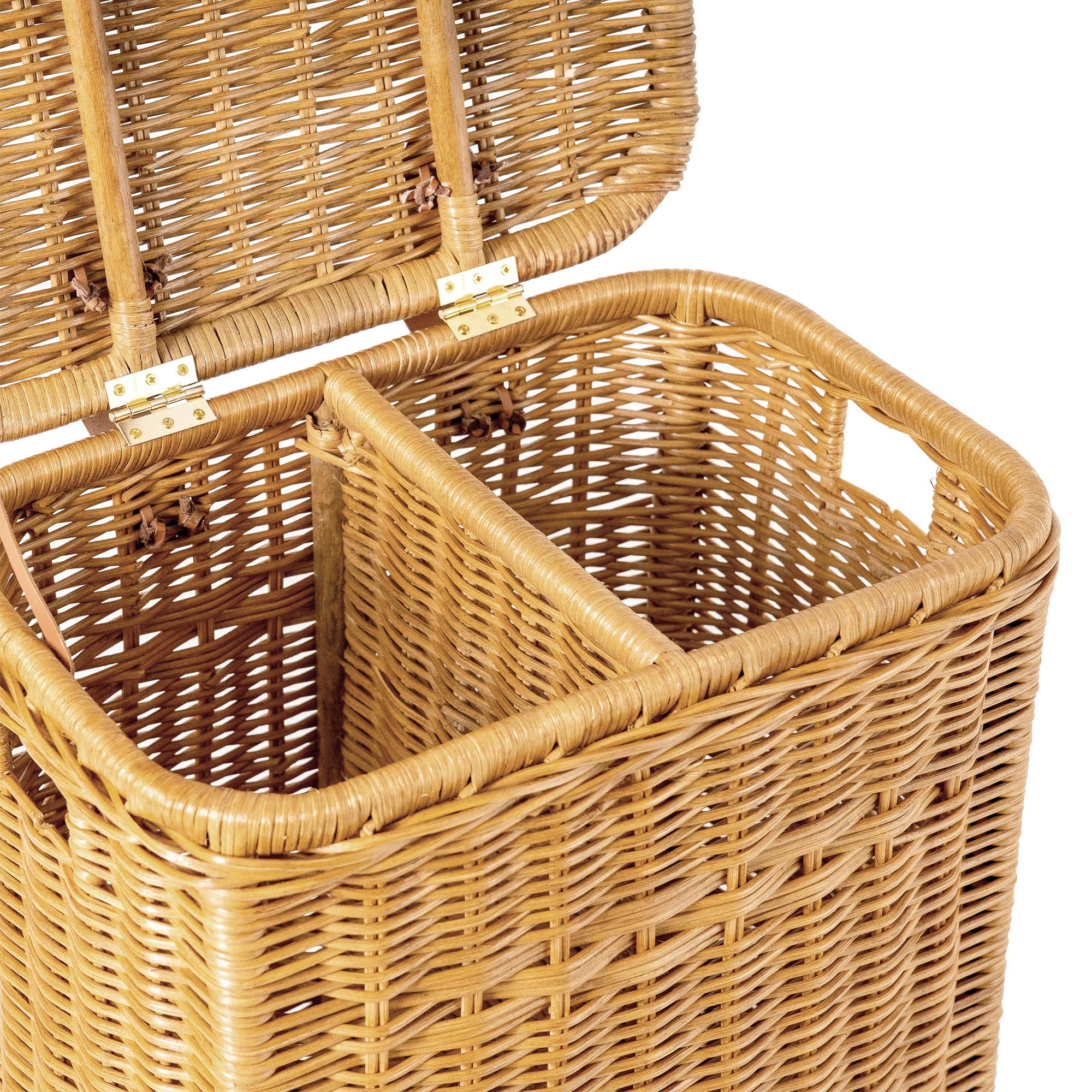 Wicker Divided Recycling Basket in Sandstone, interior is fully divided | The Basket Lady