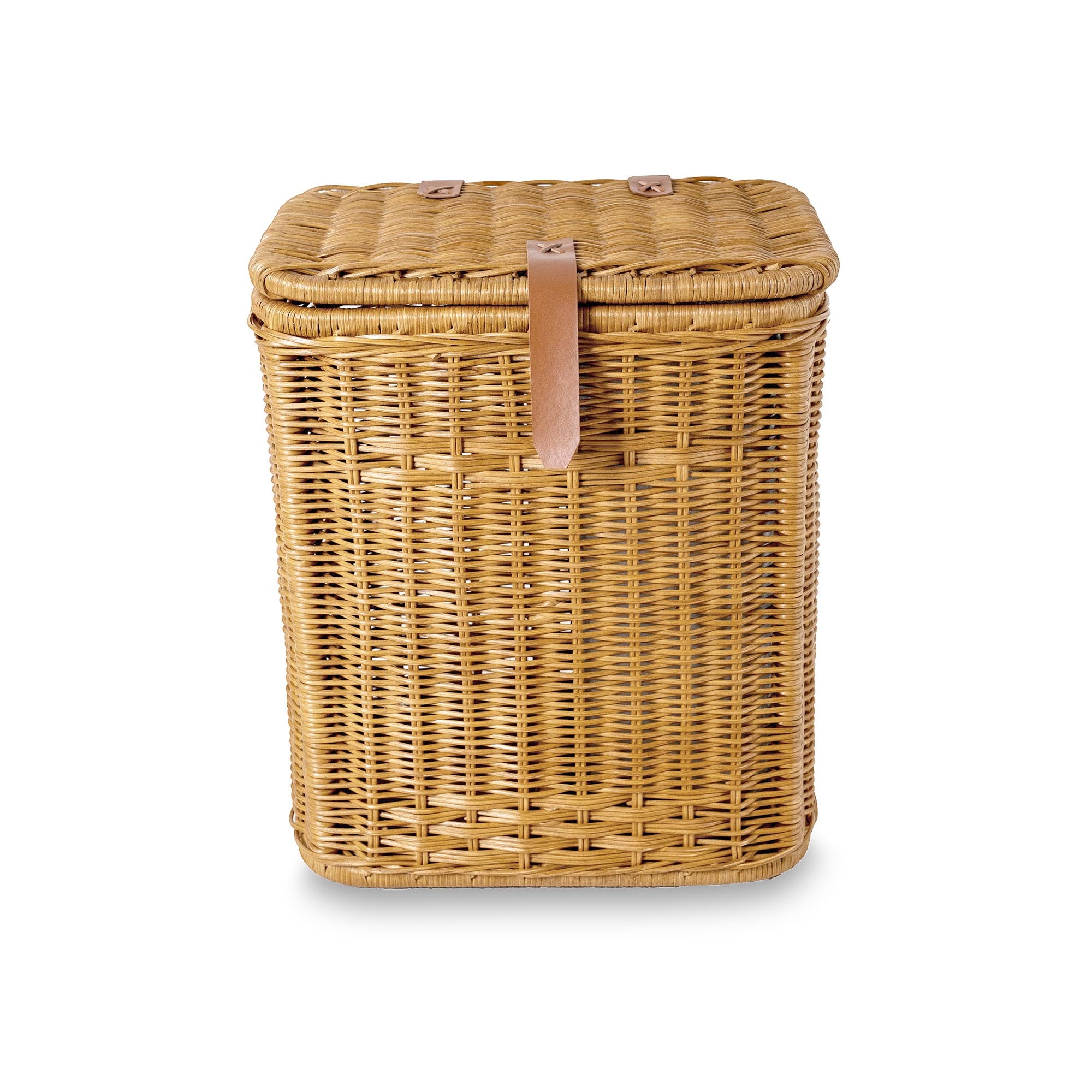 Wicker Divided Recycling Basket in Sandstone, front view | The Basket Lady