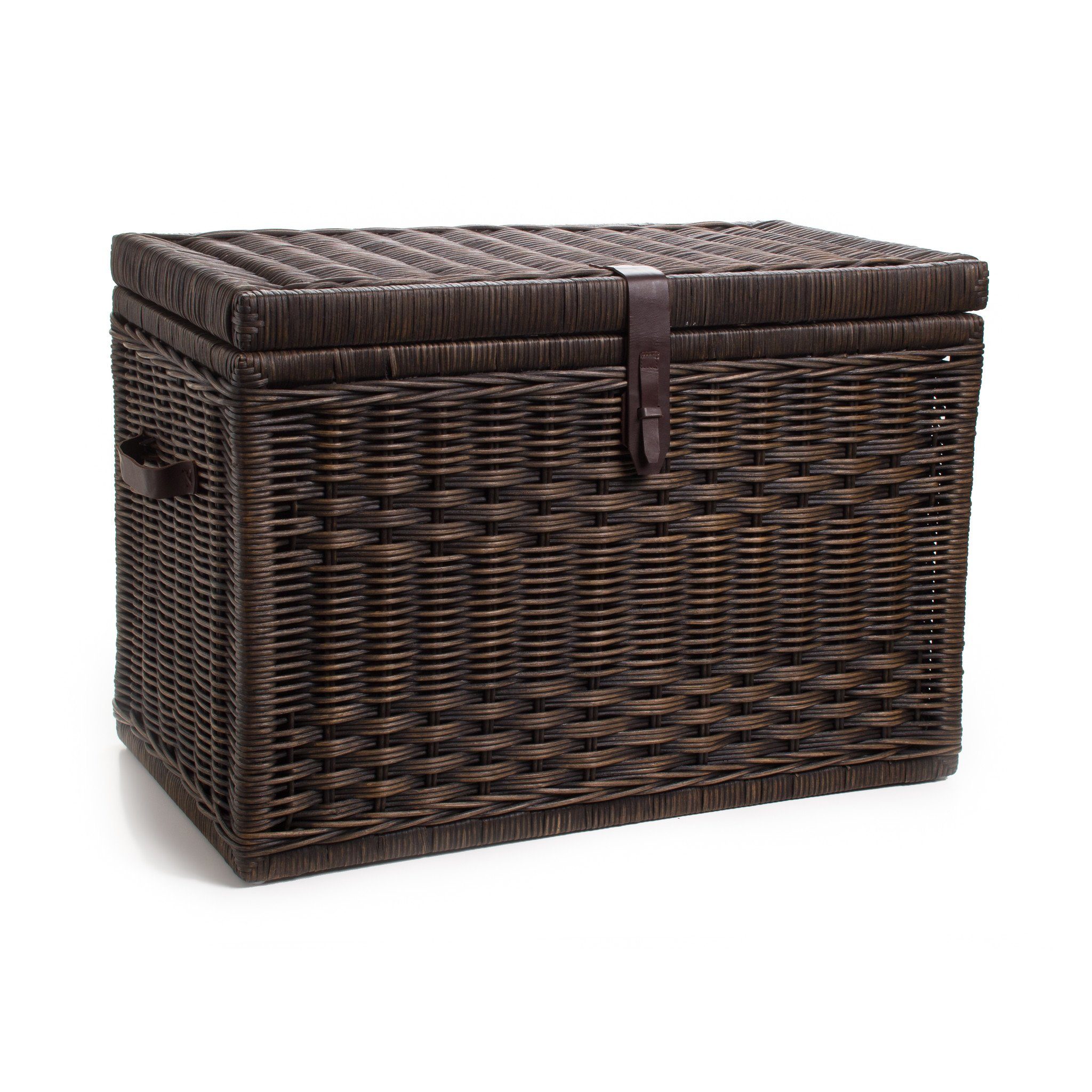 #color_antique walnut brown - The Basket Lady Wicker Storage Trunk