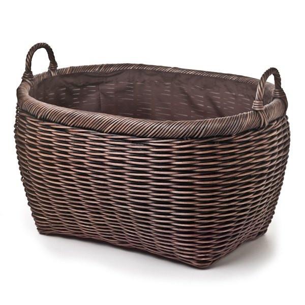 Oval Wicker Laundry Basket in Antique Walnut Brown from The Basket Lady