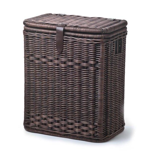 #color_antique walnut brown - The Basket Lady Wicker Divided Recycling & Waste Basket Antique Walnut Brown