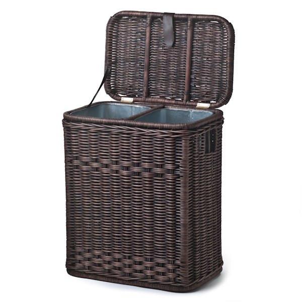 The Basket Lady Divided Recycling & Waste Basket Antique Walnut Brown One Size (size 0)